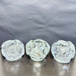 Kosta Boda Snowball 3 ea. Lot Lantern Clear Glass Votive Candle Holder VTG